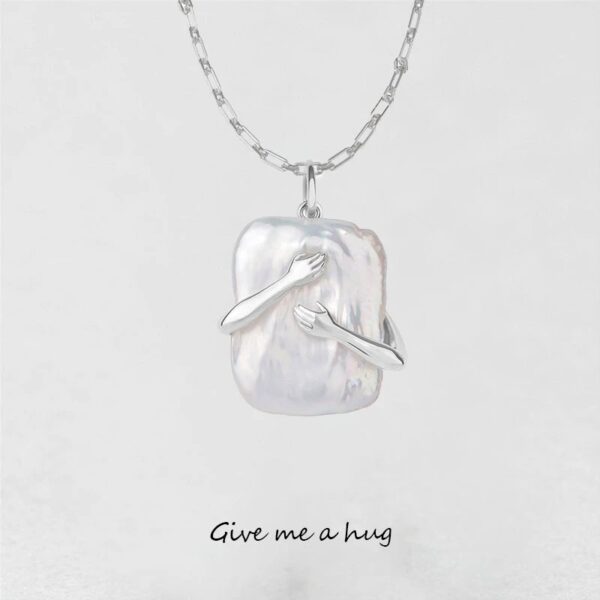 Unique Square Baroque Pearl Couple Pendant Necklace Valentines Day Lover Gift Party Jewelry - Image 5
