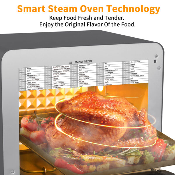 Geek Chef Steam Air Fryer Toast Oven Combo , 26 QT Steam Convection Oven Countertop , 50 Cooking Presets, With 6 Slice Toast, 12 In Pizza, Black Stainless Steel. Prohibited From Listing On Amazon - Image 10
