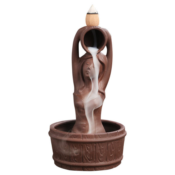 New Product Purple Sand Backflow Smoke Aromatherapy Stove Creative Mermaid Bath Tower Cigarette Backflow Incense Burner Decoration - Image 2