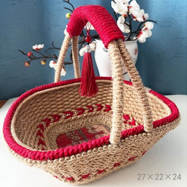Living Room Twine Hand-woven Finished Product Xi Blue Fashion Hand-woven Retro National Wind Basket - Image 3