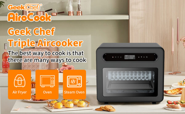 Geek Chef Steam Air Fryer Toast Oven Combo , 26 QT Steam Convection Oven Countertop , 50 Cooking Presets, With 6 Slice Toast, 12 In Pizza, Black Stainless Steel. Prohibited From Listing On Amazon - Image 6