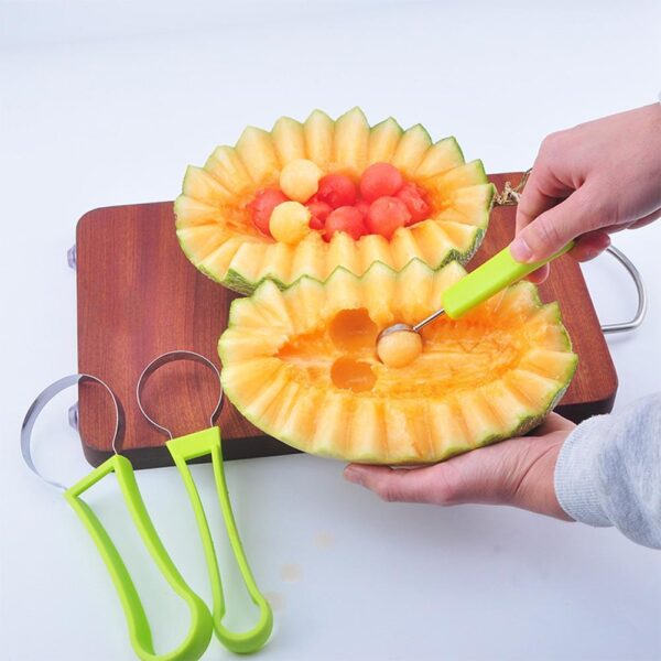 Three-in-one Stainless Steel Multi-purpose Fruit Ball Excavator Spoon Portable Digging Kitchen Tool Summer Party - Image 2