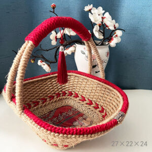 Living Room Twine Hand-woven Finished Product Xi Blue Fashion Hand-woven Retro National Wind Basket
