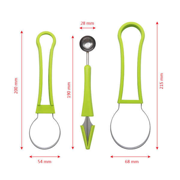 Three-in-one Stainless Steel Multi-purpose Fruit Ball Excavator Spoon Portable Digging Kitchen Tool Summer Party - Image 4