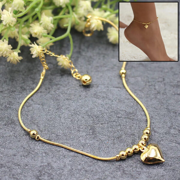 Gothic Heart Anklet for Women, Vintage Gold Jewelry