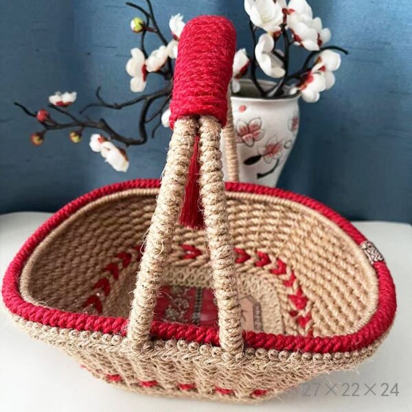 Living Room Twine Hand-woven Finished Product Xi Blue Fashion Hand-woven Retro National Wind Basket - Image 5
