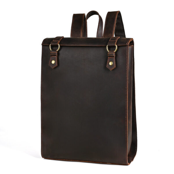 Crazy Horse Leather Men's Vintage Backpack Large Capacity - Image 3