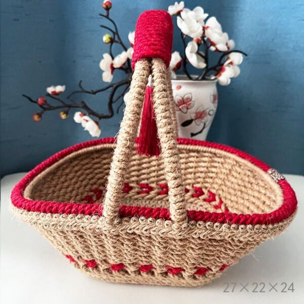 Living Room Twine Hand-woven Finished Product Xi Blue Fashion Hand-woven Retro National Wind Basket - Image 4