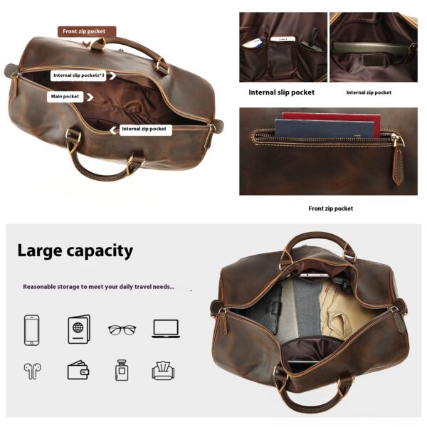 Travel Vintage Leather Large-capacity Crossbody Bag - Image 3