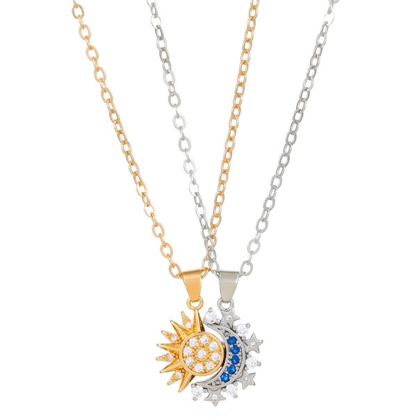 2pcs Necklace Sun And Moon Magnetic Pendant Clavicle Chain Necklace For Couple Lovers - Image 8