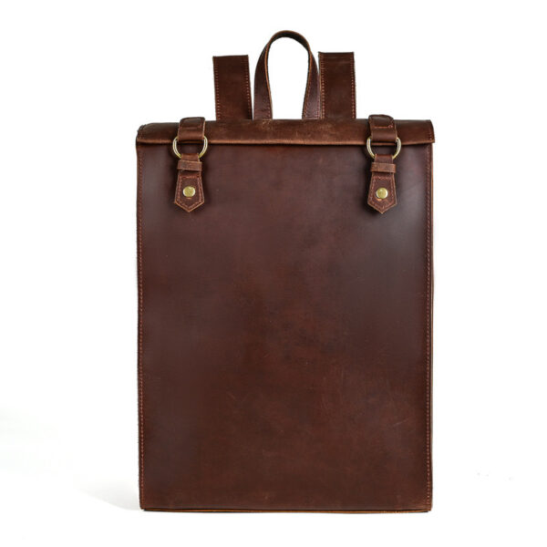 Crazy Horse Leather Men's Vintage Backpack Large Capacity - Image 2