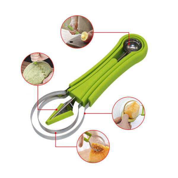 Three-in-one Stainless Steel Multi-purpose Fruit Ball Excavator Spoon Portable Digging Kitchen Tool Summer Party - Image 7